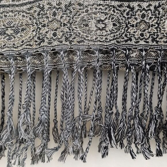 Collection Eighteen Metallic Floral Fringed Wrap Scarf - Picture 4 of 11
